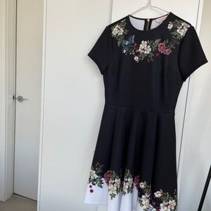 Ted baker  black floral dress size 2
